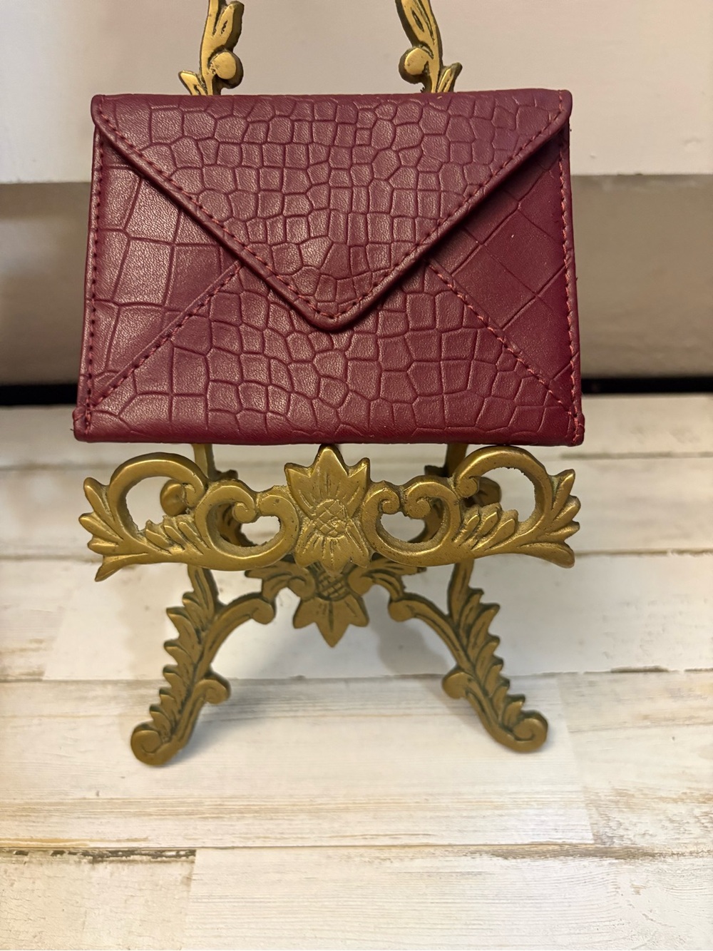 Rachel Zoe X Rachel Miriam Leather Envelope Card Holder - Burgundy